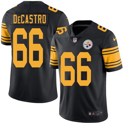 Nike Steelers #66 David DeCastro Black Men's Stitched NFL Limited Rush Jersey - Click Image to Close